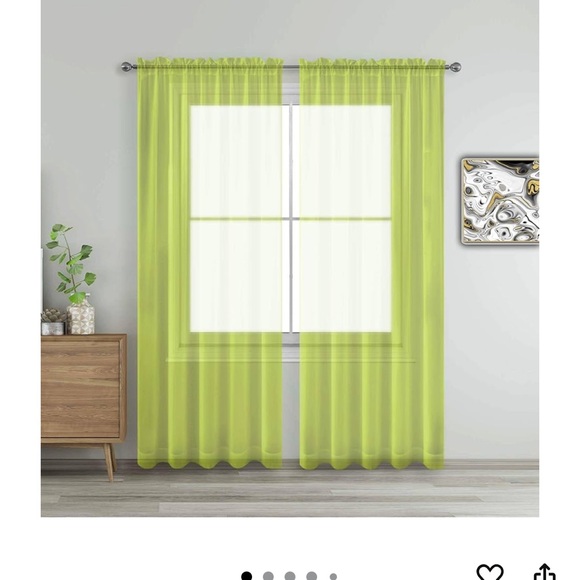 Lime Green Sheer Curtain Panels - Picture 1 of 1